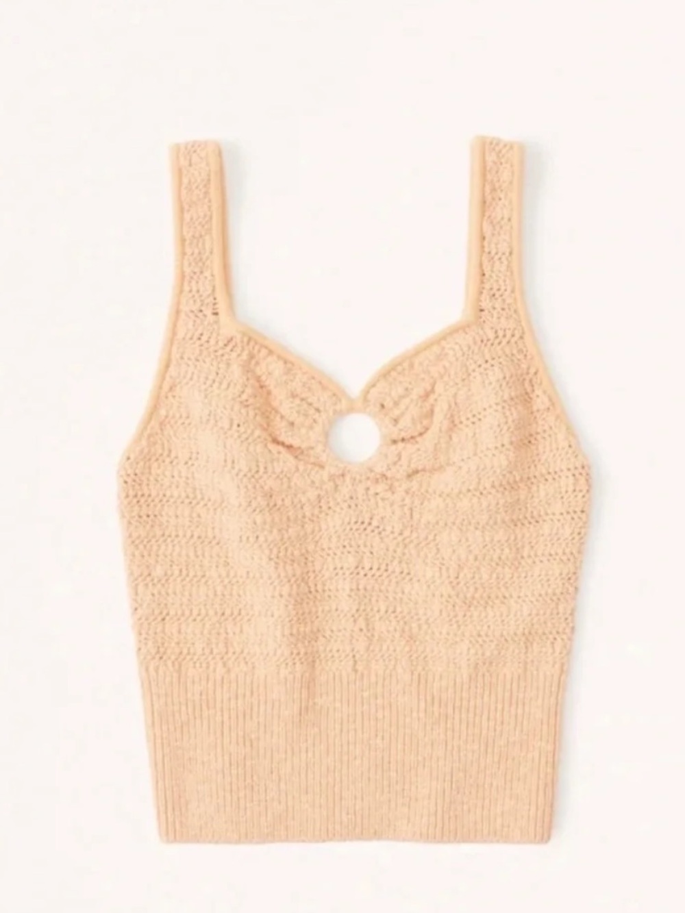 Abercrombie & Fitch Crochet Knit Cropped Tank in Light Orange Keyhole Stretch
